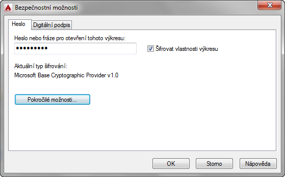 AutoCAD - Dialogové okno Uložit výkres jako