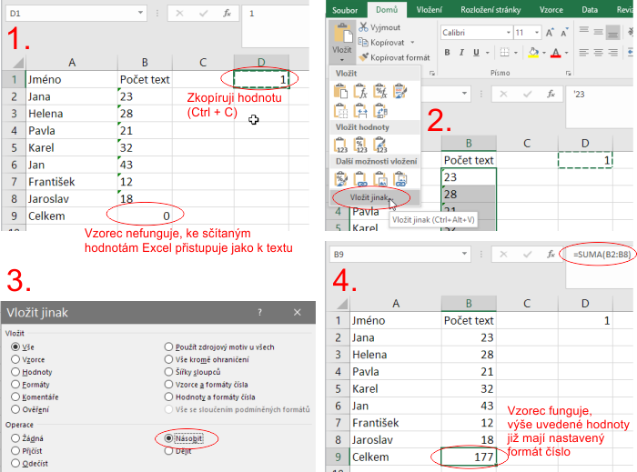 Jak převést text na číslo Excel?