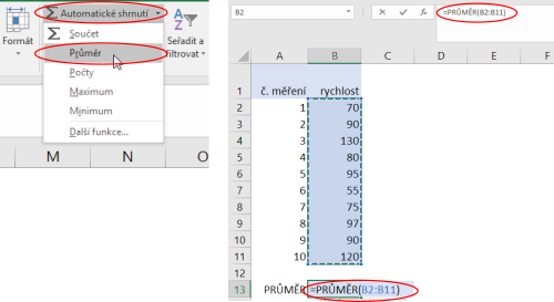 Výpočet průměrné hodnoty v Microsoft Excel