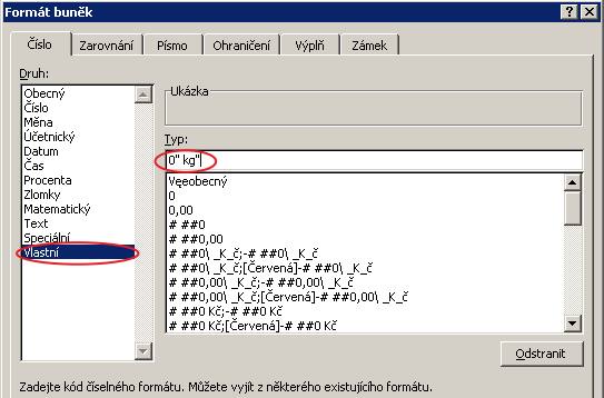 Nastavení vlastního formátu v Microsoft Excel