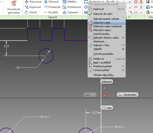 Odstranění vazeb v Autodesk Inventor 2015