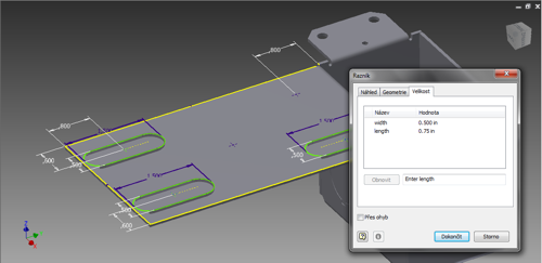 Výběr bodů při použití razníku v Autodesk Inventor 2015