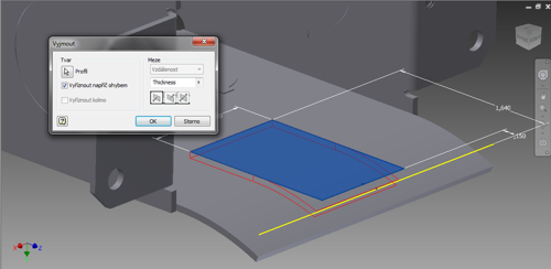 Funkce Vyříznout napříč ohybem v Autodesk Inventor 2015