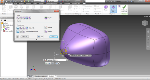 Funkce Volný tvar v Autodesk Inventor 2015