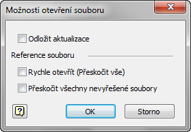 Možnosti otevření souboru v Autodesk Inventor 2015