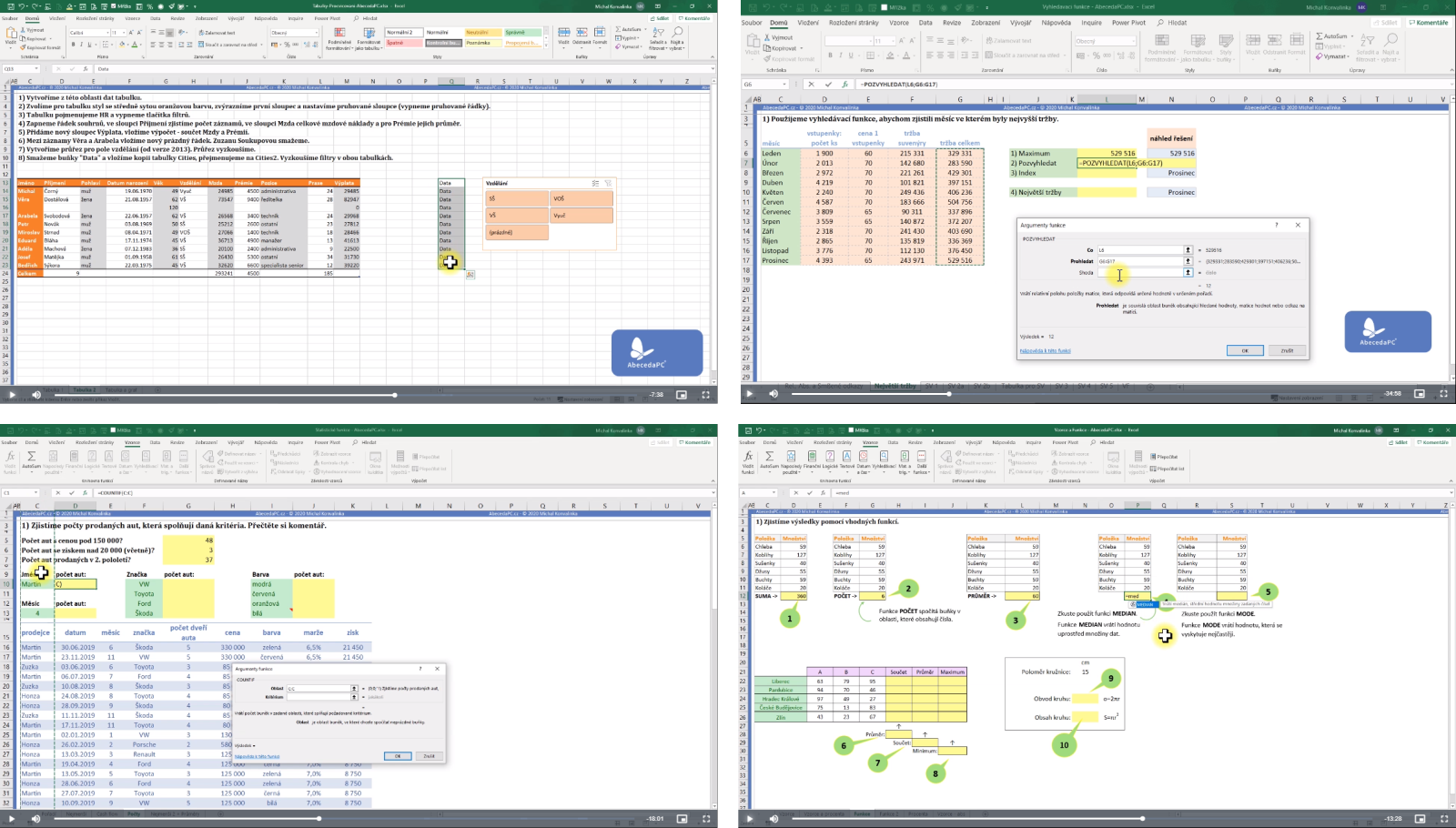 Ukázky z video školení Excel procvičování